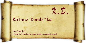 Kaincz Donáta névjegykártya